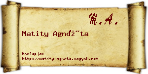 Matity Agnéta névjegykártya